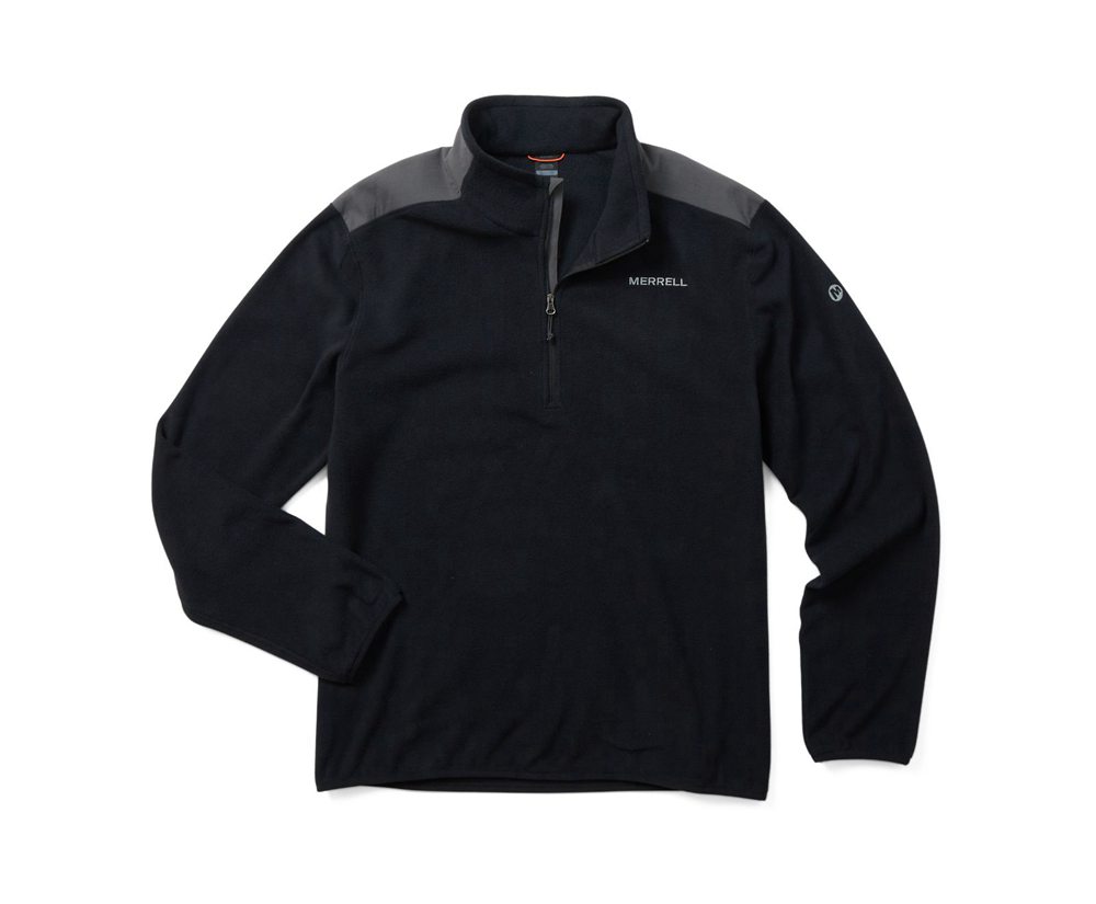 Merrell Pullover Black - Terrain 1/4 Zip Fleece - Mens 80TEBRZQX